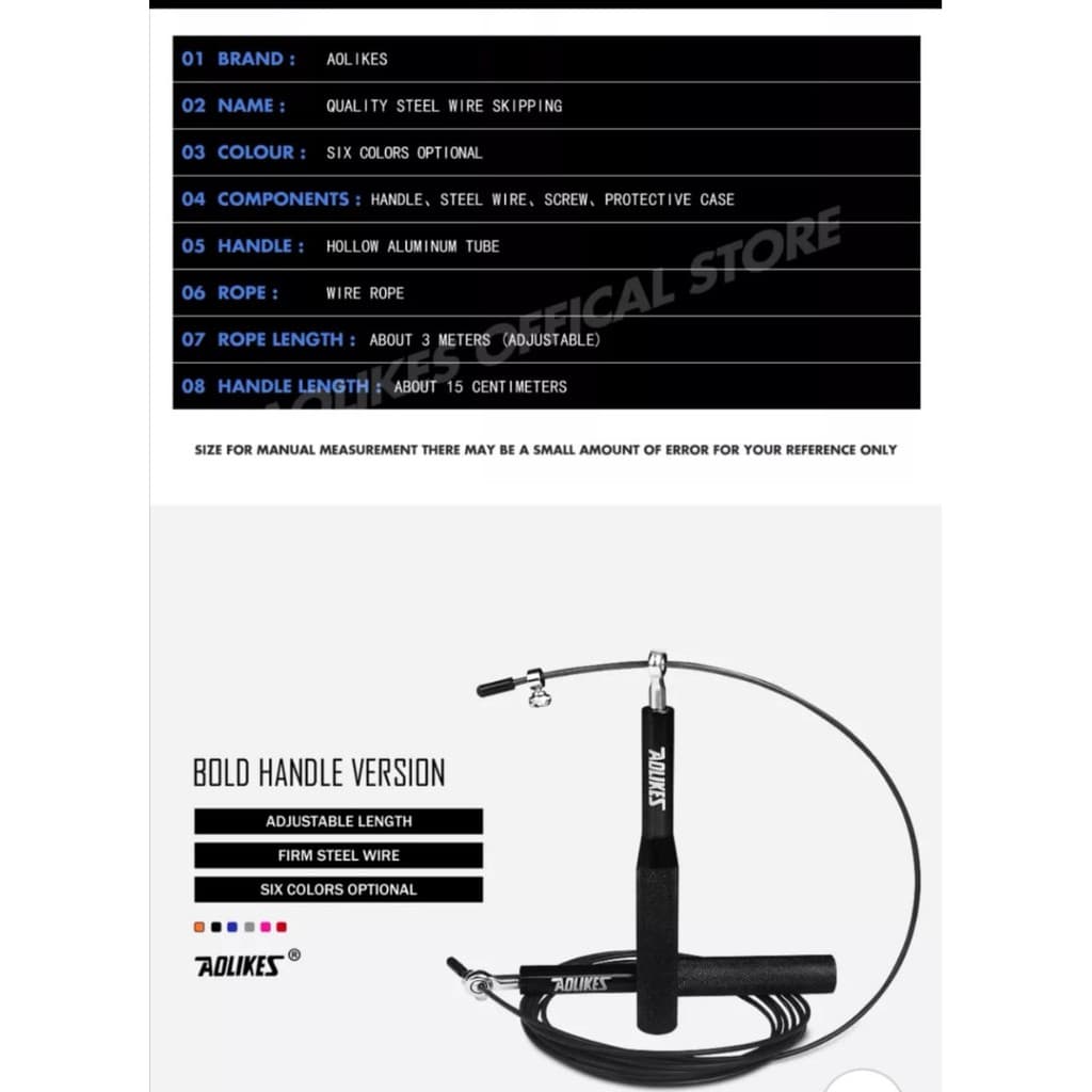 AOLIKES 3202 Lompat Tali Skipping Skiping Jump Rope Gym Fitness Yoga