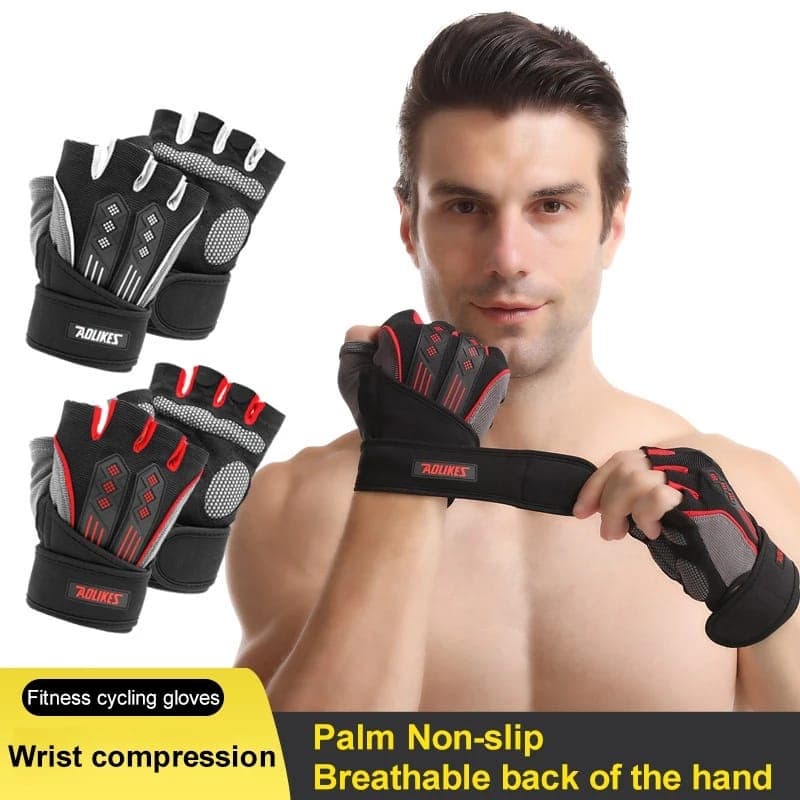 AOLIKES 115 Hand Wrap Strap Weight Lifting Wristband Sarung Tangan Angkat Besi Dumble Barbel Motor Pelindung Pergelangan Tangan Terkilir