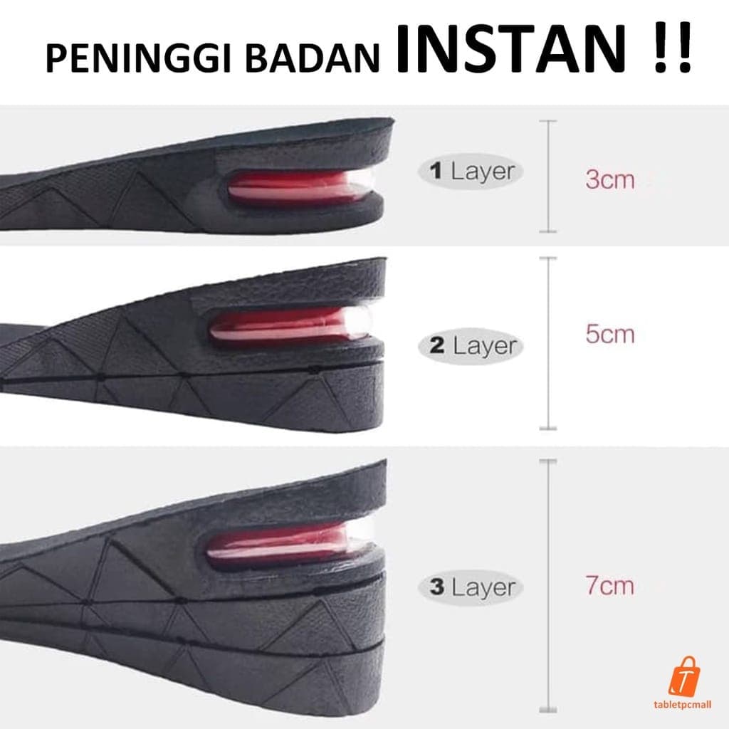 Sol Sepatu - Insole Sepatu - Alas Sepatu - Peninggi Penambah Tinggi Badan - Air Cushion Insole Adjustable Height