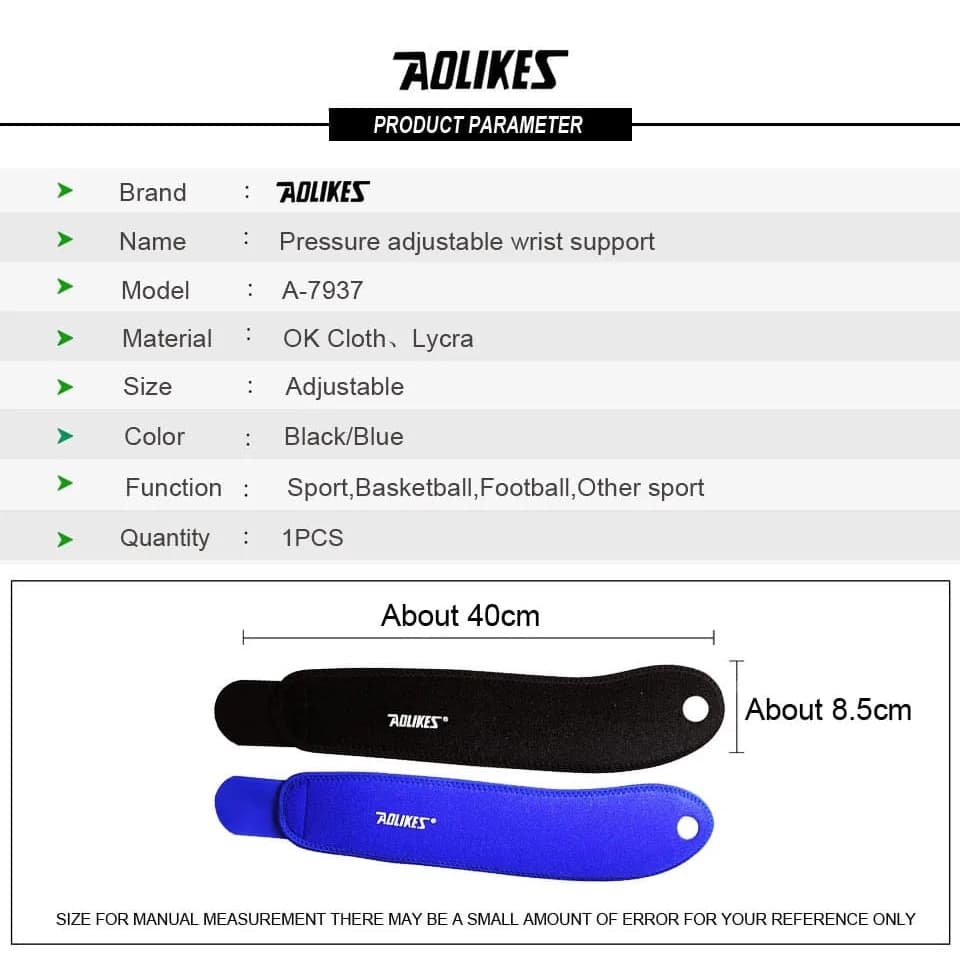 Wrist Band Hand Wrap Wrist Support AOLIKES 7937 Pelindung Pergelangan Lengan Gym Gelang Olahraga