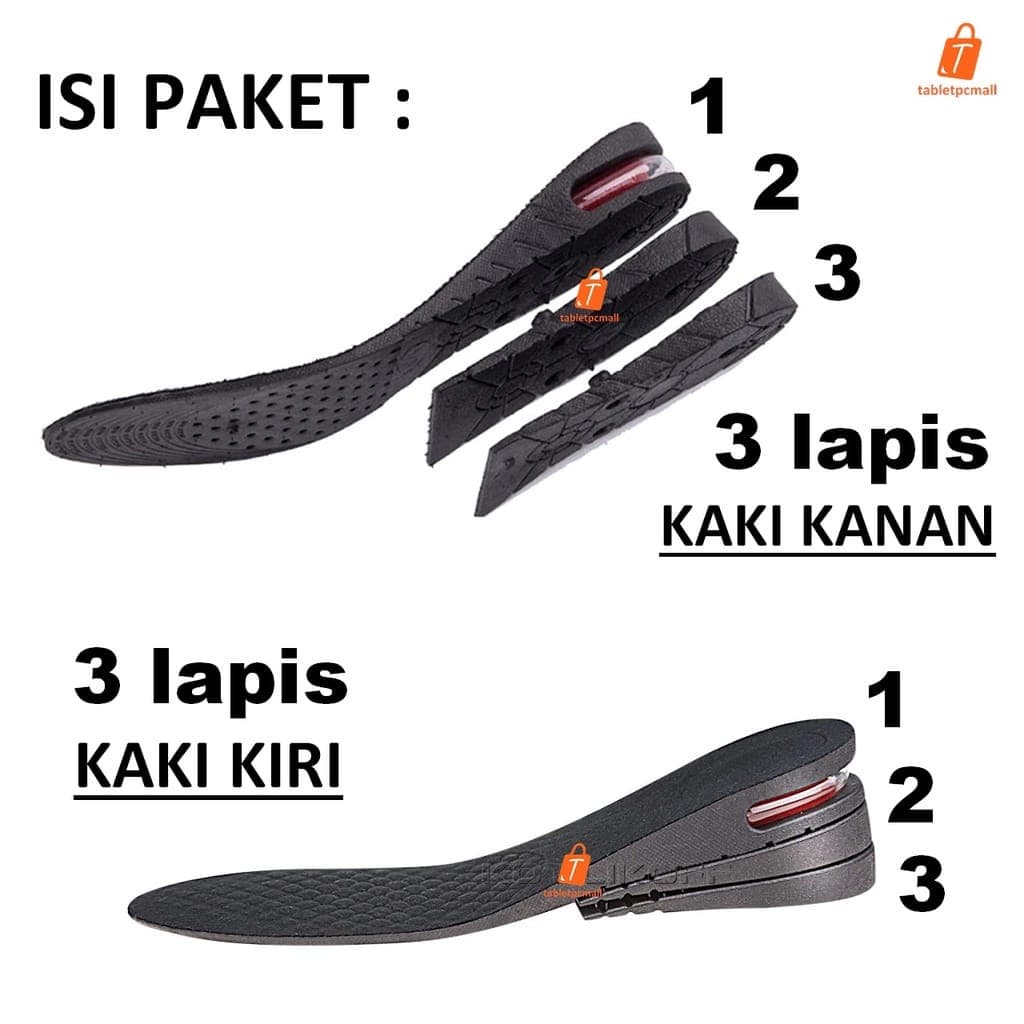 Sol Sepatu - Insole Sepatu - Alas Sepatu - Peninggi Penambah Tinggi Badan - Air Cushion Insole Adjustable Height