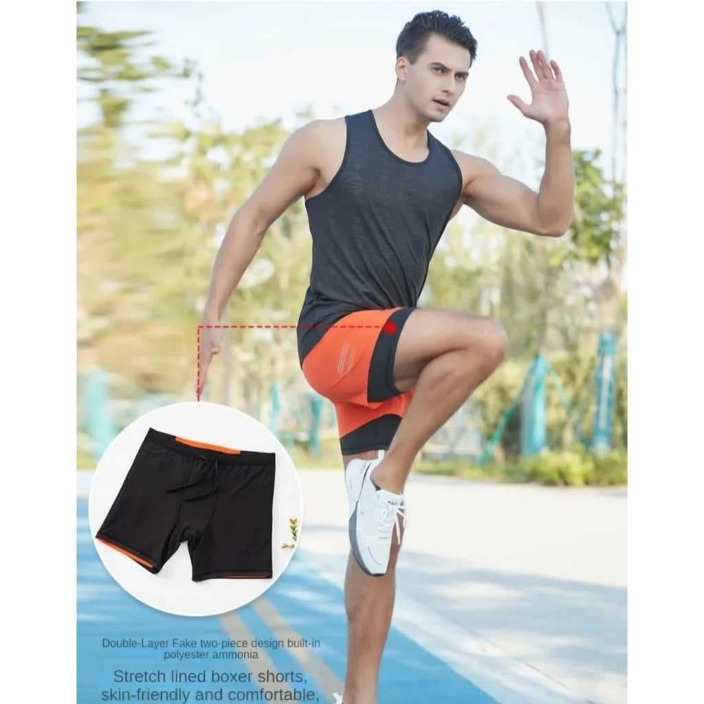 DK33 Celana Pendek Olahraga Lari Pria Gym Training Legging Sport Pria Fitness