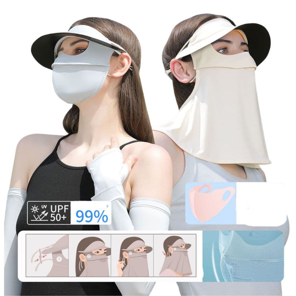 Masker Anti UV Penutup Wajah Leher Wanita - Pelindung Wajah Leher Wanita - Topi Masker Hijab Wanita Outdoor YS