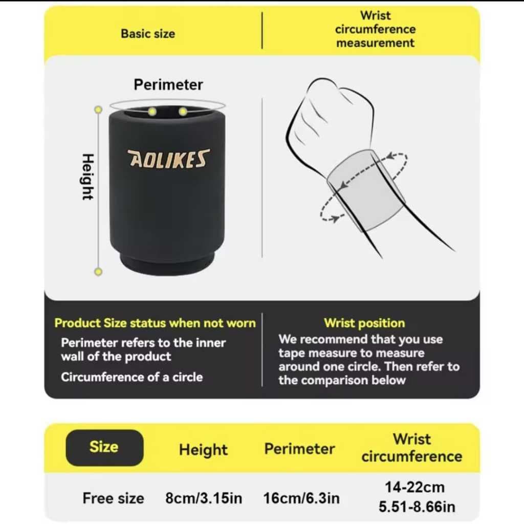 Wristband Gel Ice Pack Hot Kompres - Pelindung Pergelangan Tangan Cedera & Keseleo - Wrist Band Guard AOLIKES 3702