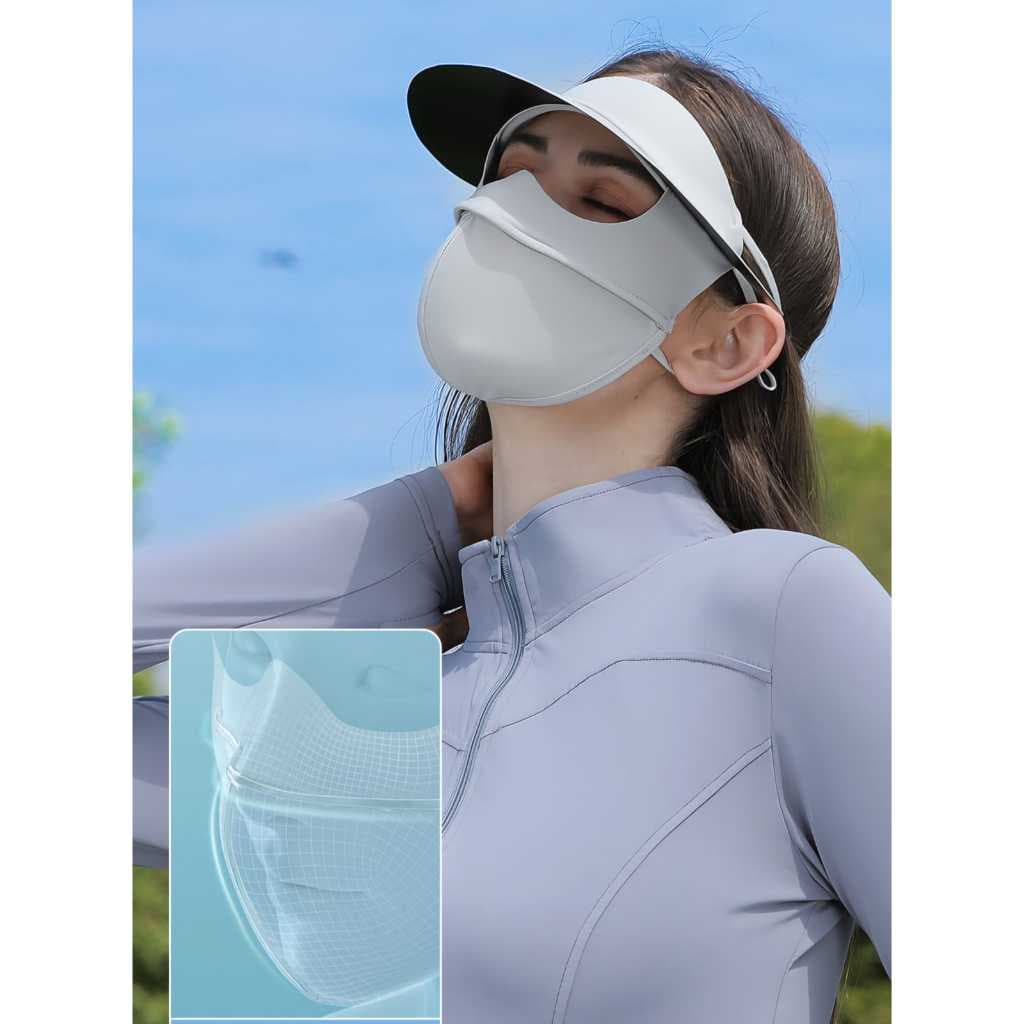 Masker Anti UV Penutup Wajah Leher Wanita - Pelindung Wajah Leher Wanita - Topi Masker Hijab Wanita Outdoor YS