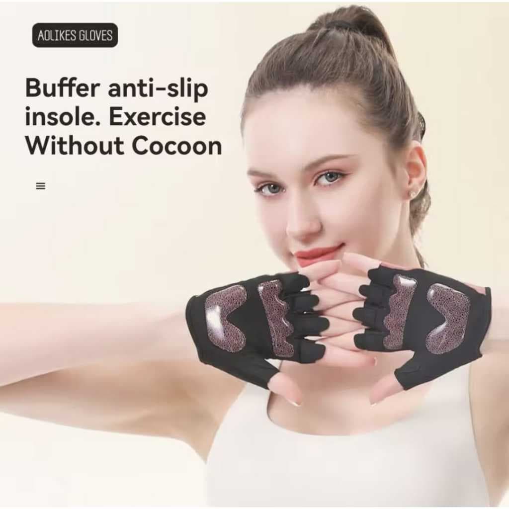 Sarung Tangan Gym Fitness Anti Slip - Gloves Fitness Anti Slip Half Finger Olahraga Angkat Beban AOLIKES 122