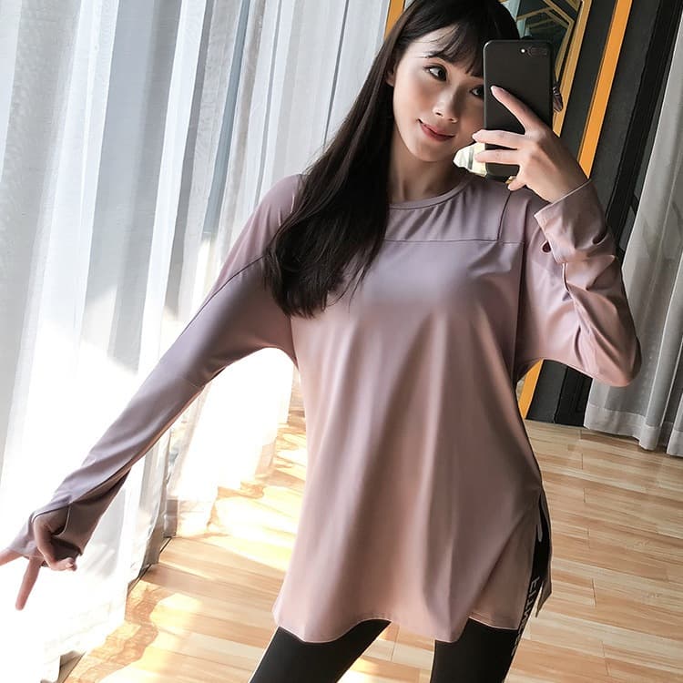 LQ59 Baju Atau Atasan Olahraga Wanita Lengan Panjang Sport Kaos Long Sleeve Gym Fitness Yoga Senam