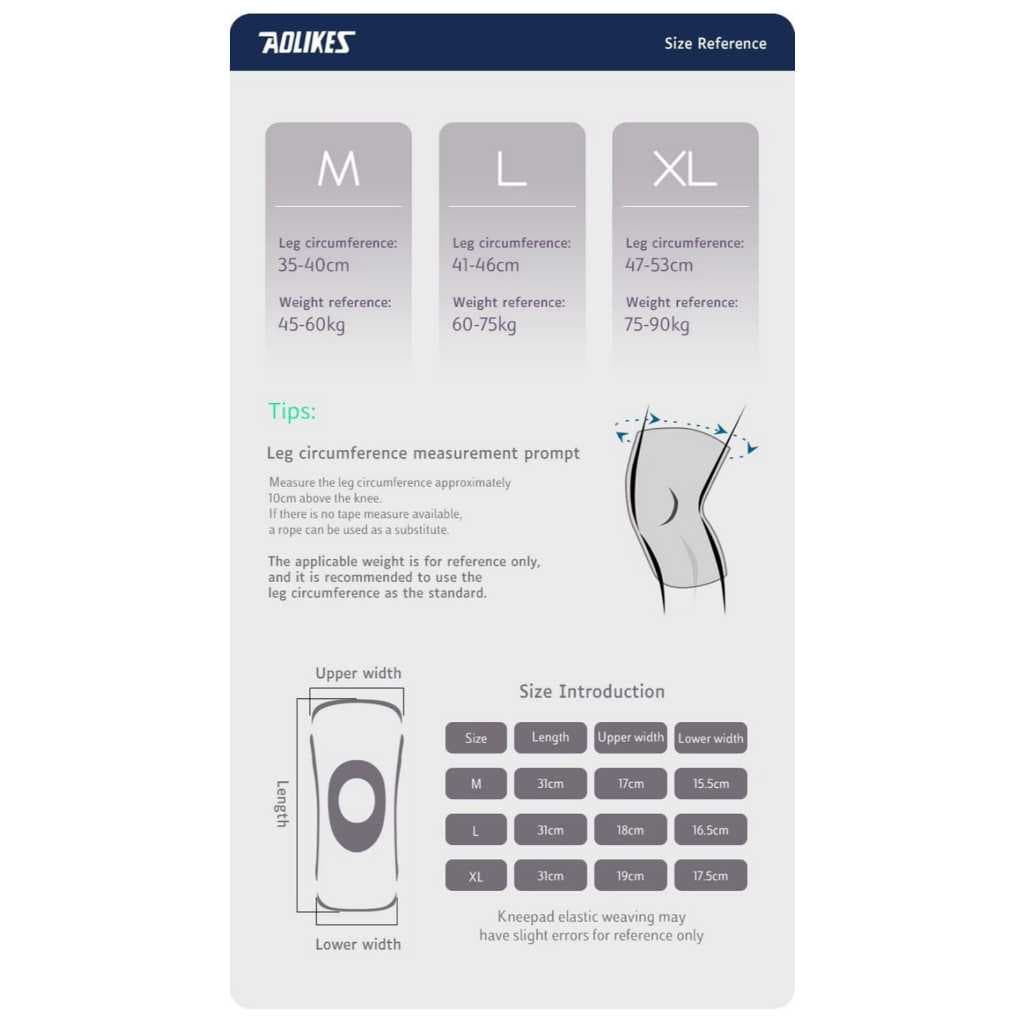 AOLIKES 7731 Knee Support Knee Pad Pelindung Lutut Deker Dekker Lutut Futsal Lari Gym Fitness