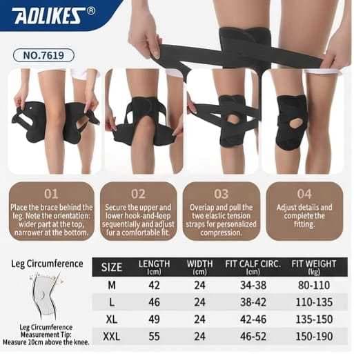 AOLIKES 7619 Knee Support Knee Pad Pelindung Lutut Decker Deker Lutut Cedera Gym Tenis Lari Padel