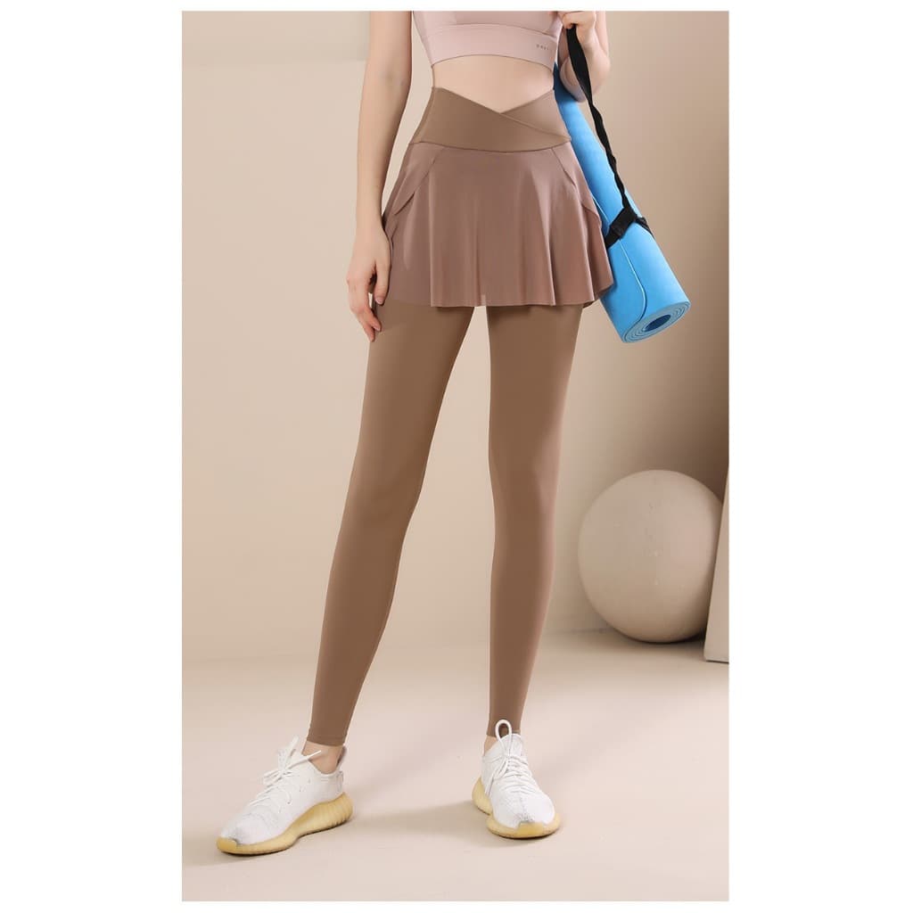 Celana Legging Rok Olahraga Wanita Celana Panjang Wanita Gym Yoga Senam Padel Tenis Bulutangkis LQ67