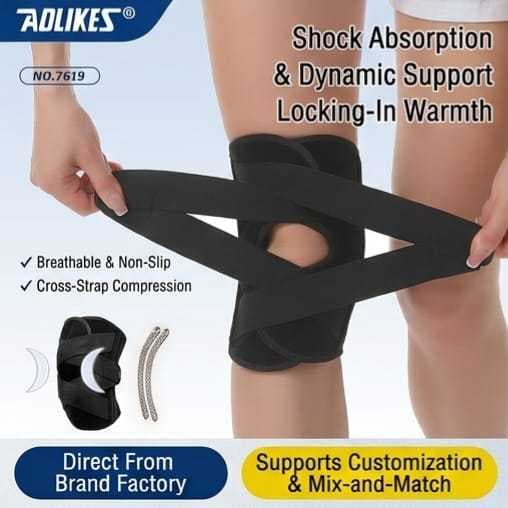 AOLIKES 7619 Knee Support Knee Pad Pelindung Lutut Decker Deker Lutut Cedera Gym Tenis Lari Padel