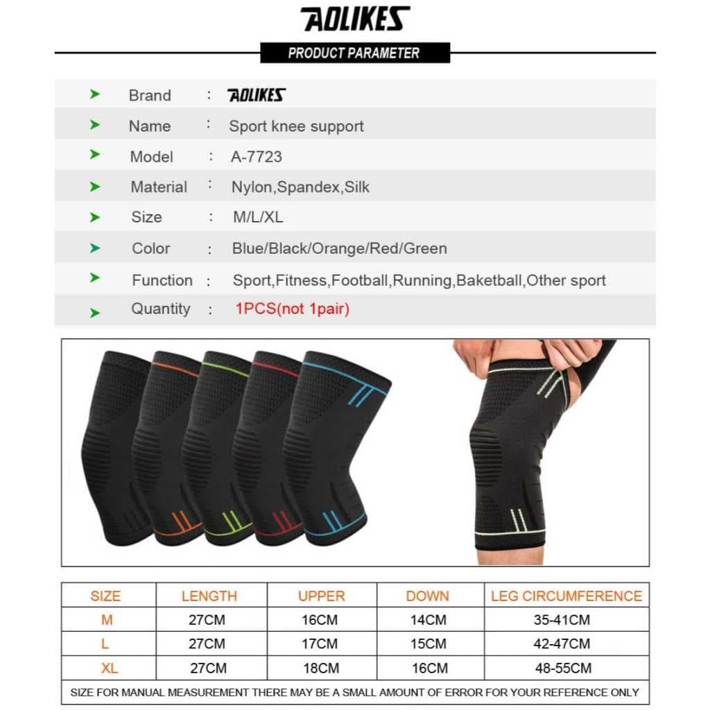AOLIKES 7723 Knee Support Knee Pad Pelindung Lutut Decker Deker Lutut Cedera Gym Tenis Lari Padel