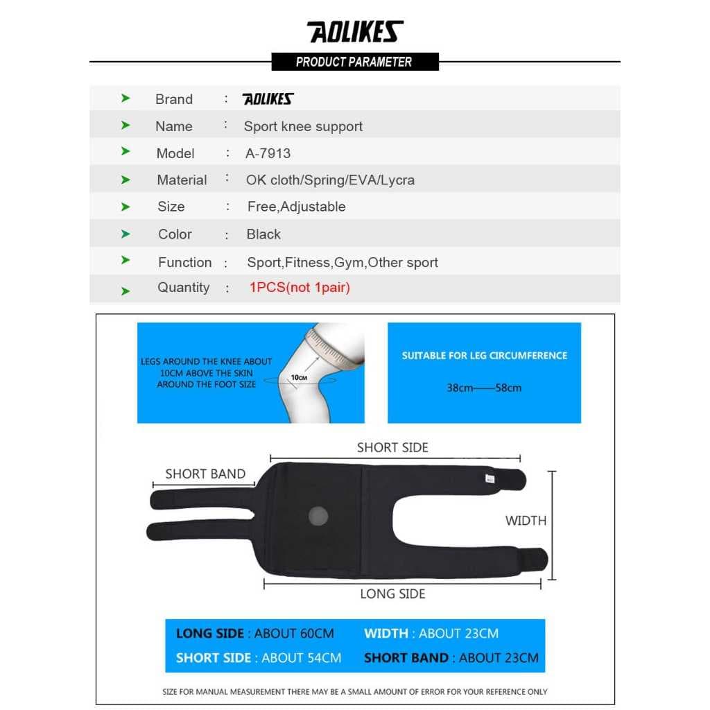 AOLIKES 7913 Knee Support Knee Pad Pelindung Lutut Decker Deker Lutut Cedera Gym Tenis Lari Padel