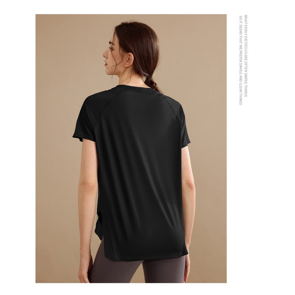 Atasan Kaos Olahraga Wanita Baju Kaos Sport Wanita Lengan Pendek Gym Fitness Tenis Padel Yoga LQ69