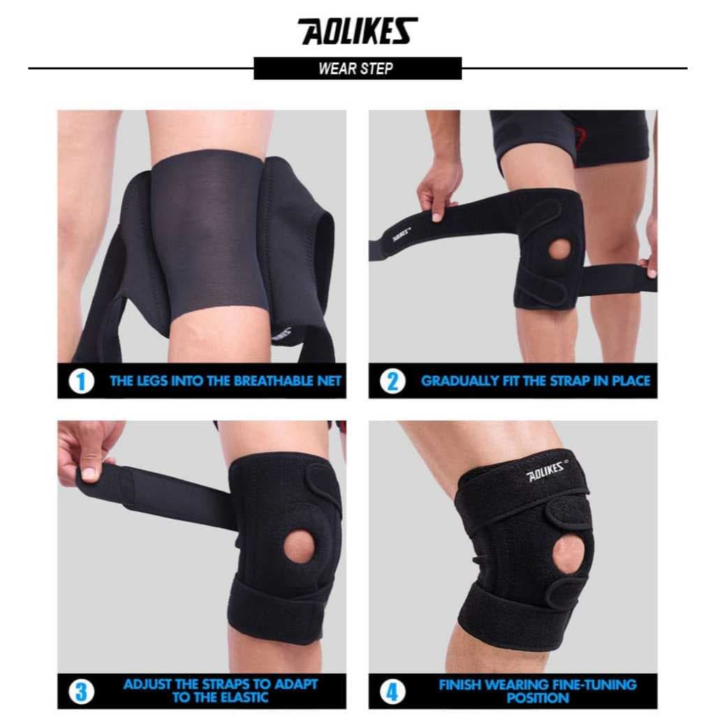 AOLIKES 7913 Knee Support Knee Pad Pelindung Lutut Decker Deker Lutut Cedera Gym Tenis Lari Padel