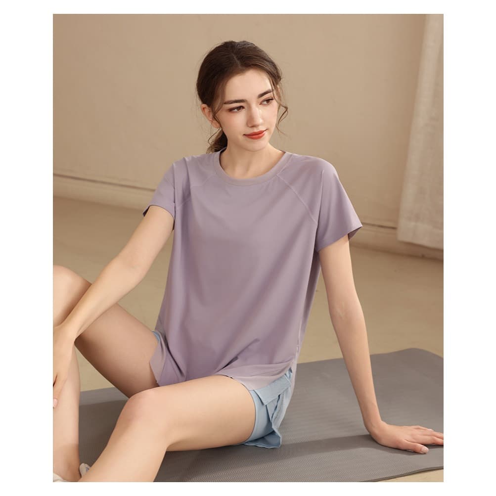 Atasan Kaos Olahraga Wanita Baju Kaos Sport Wanita Lengan Pendek Gym Fitness Tenis Padel Yoga LQ69
