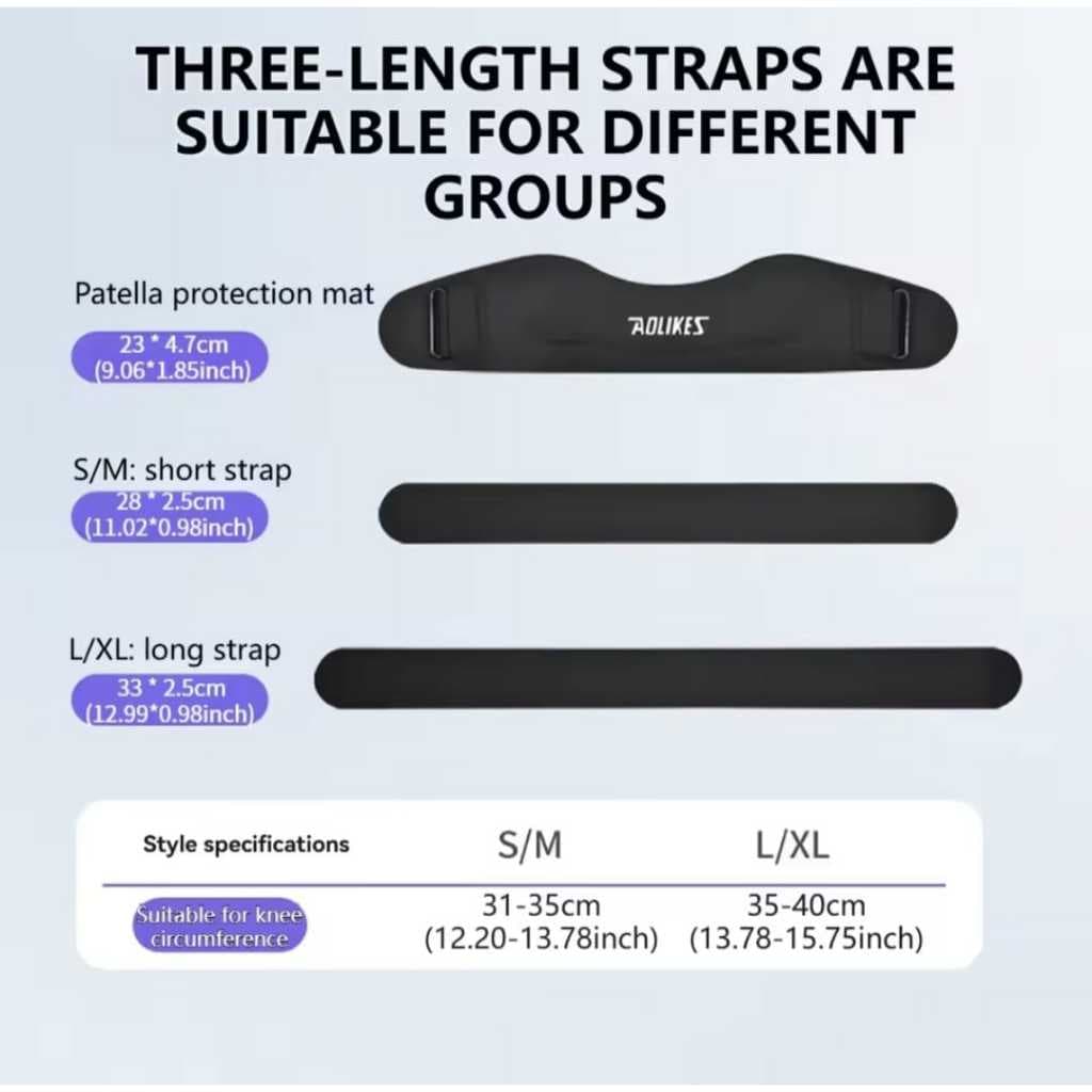 AOLIKES 7922 Deker Pelindung Lutut Patella Knee Strap Support Silicone Pad - Penyangga Lutut Olahraga Lari Basket Gym Voli Anti Cedera
