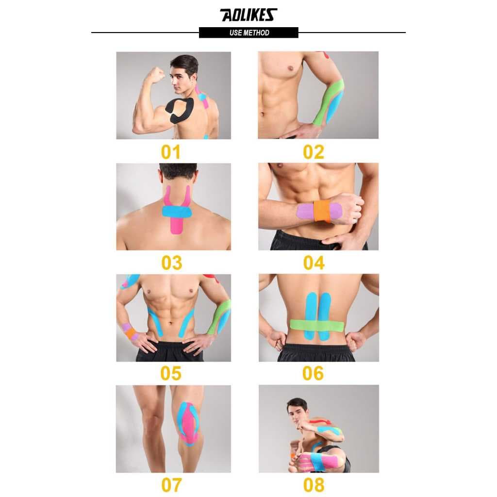 AOLIKES 3520 Kinesio Tape Plester Cedera Otot Olahraga Taping Kaki Lutut Bahu Kinesiology Tape