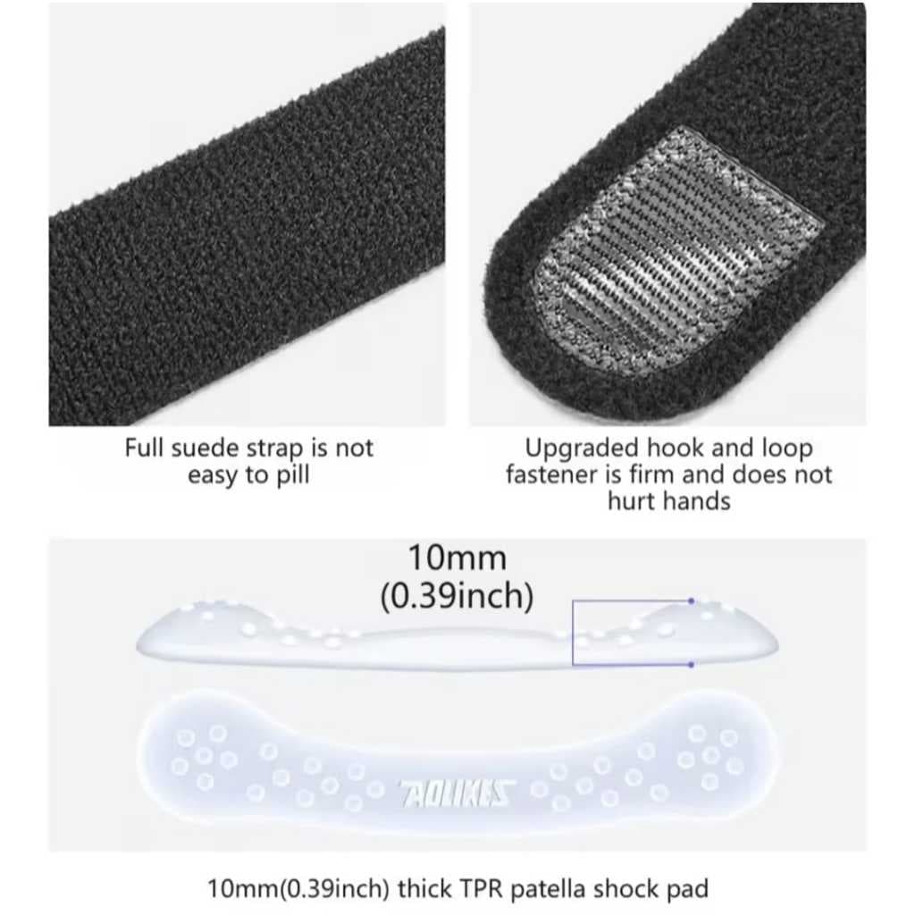 AOLIKES 7922 Deker Pelindung Lutut Patella Knee Strap Support Silicone Pad - Penyangga Lutut Olahraga Lari Basket Gym Voli Anti Cedera