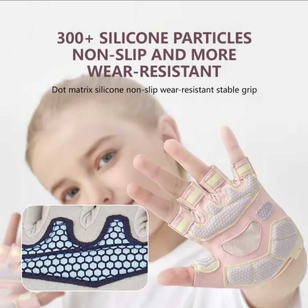AOLIKES 125 Sarung Tangan Olahraga Sepeda Anak Kids Sports Gloves Anti Slip Half Finger Pelindung Tangan