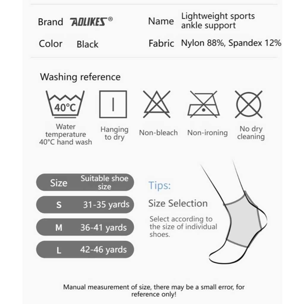 AOLIKES 7140 Ankle Support Strap Pelindung Ankle Engkel Kaki Anti Cedera Keseleo Pergelangan Kaki