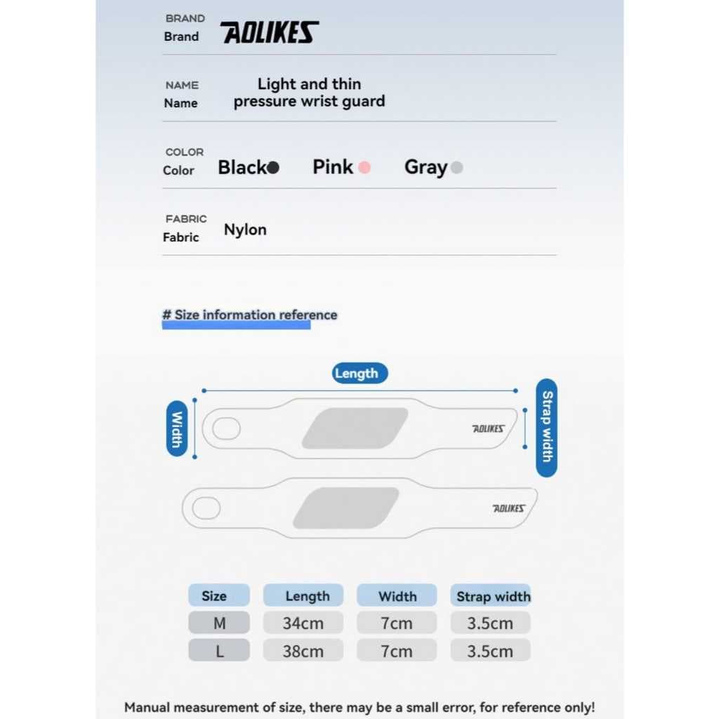 AOLIKES 7935 Hand Wrap Wrist Band Pelindung Lengan Pergelangan Tangan Wrist Support Strap Wristband