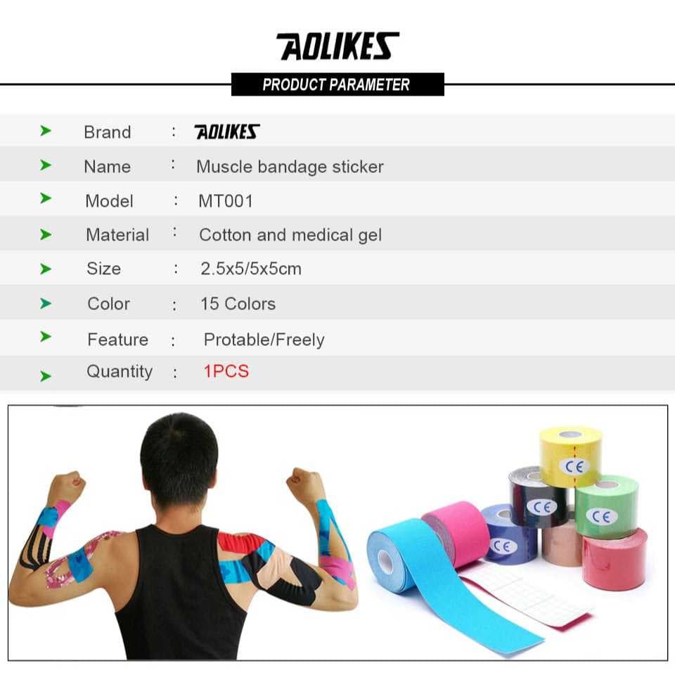 AOLIKES 3520 Kinesio Tape Plester Cedera Otot Olahraga Taping Kaki Lutut Bahu Kinesiology Tape