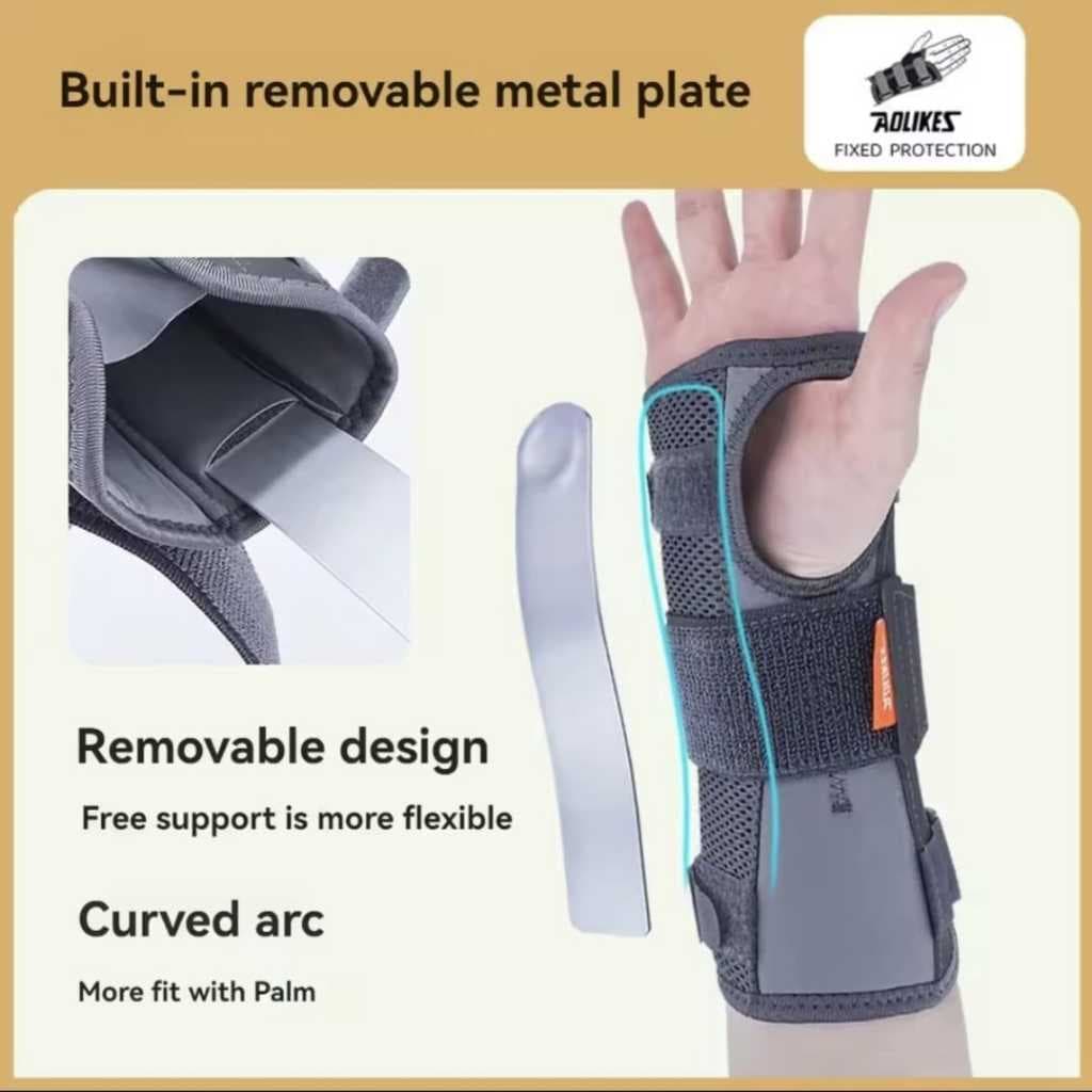 AOLIKES 1684 Wrist Splint Brace Support Splint Carpal Tunnel CTS - Deker Penyangga Pergelangan Tangan Aluminium Support Nyeri Sendi & Keseleo