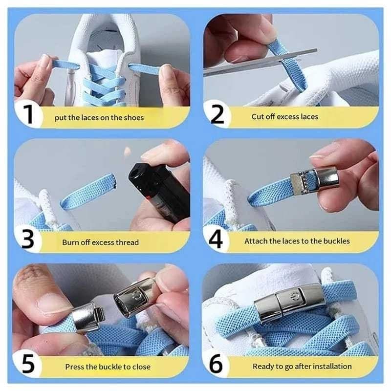 Tali Sepatu Tanpa Ikat Tali Sepatu Elastis Karet Model Lock Shoelace Laces