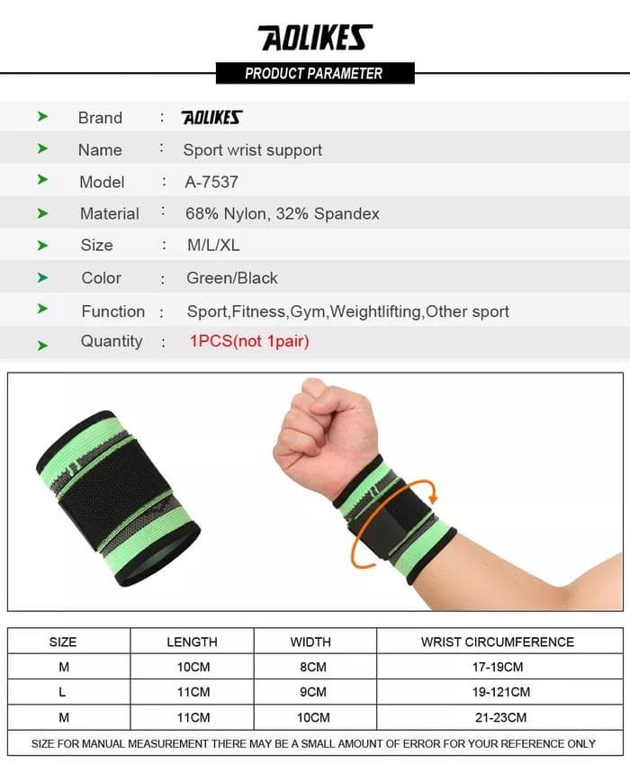 AOLIKES 7537 Wrist Wrap Support Band Pergelangan Tangan Hand Wrap